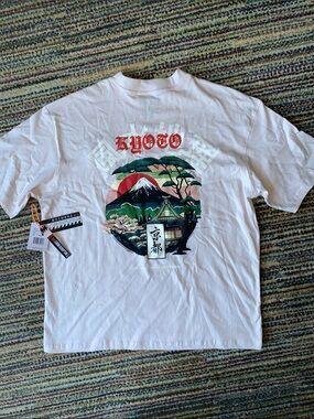 Pale Pink Kyoto Graphic Tee with embroidery